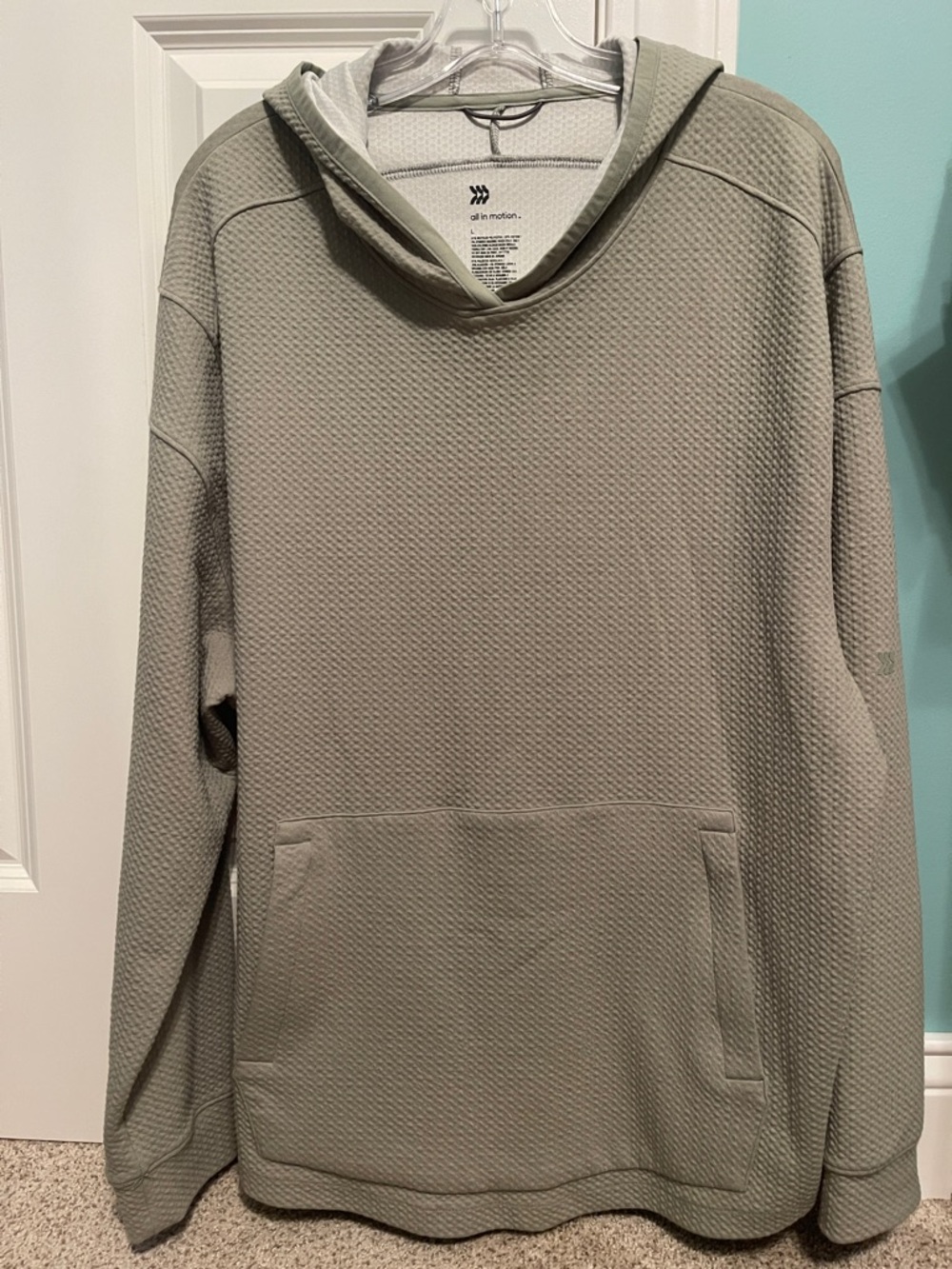 all in motion light olive green waffle pullover